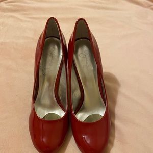 Jessica Simpson patent leather red pumps